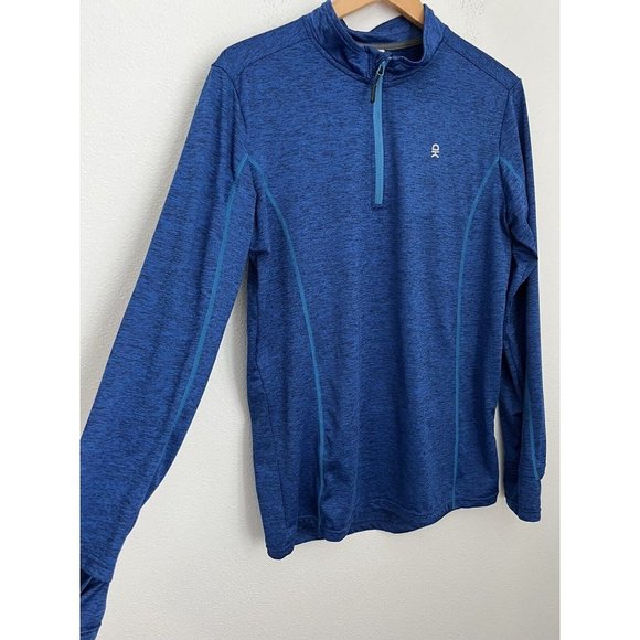 LITTLE DONKEY MARBLED Blue PULLOVER 1/4 ZIP LIGHTWEIGHT SHIRT  SIZE Medium Men - Picture 2 of 9
